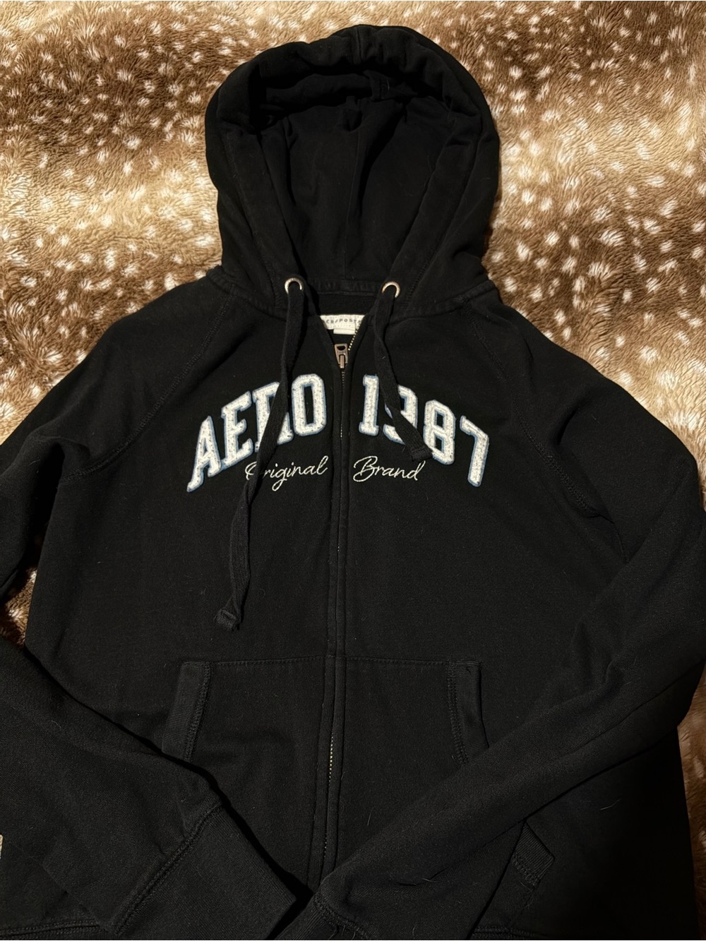 AERO 1987 Black Zip-Up Hoodie